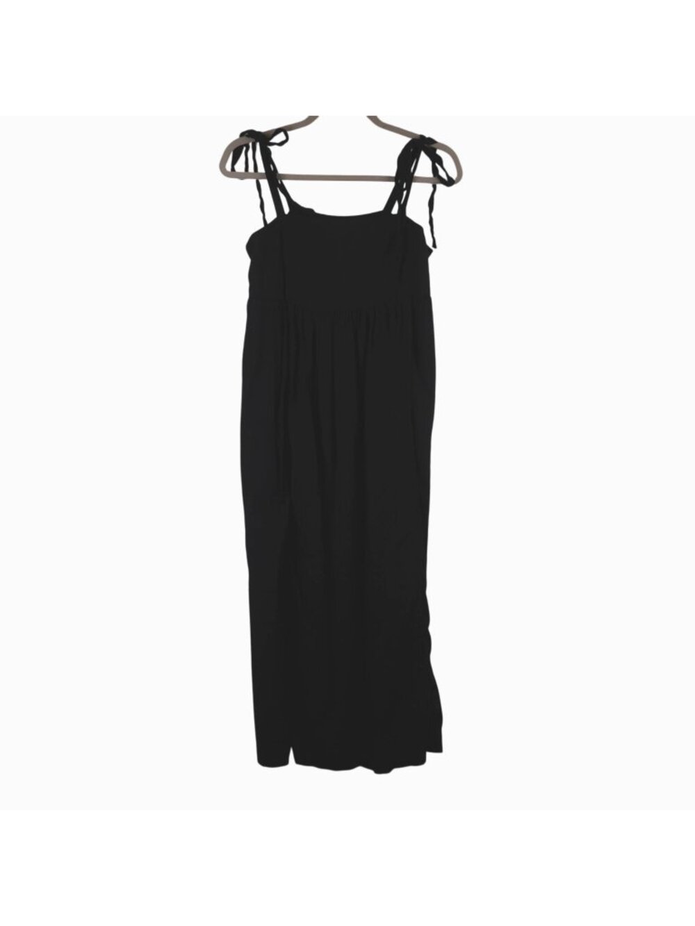 Old Navy M Black Smocked Maxi Dress With Tie Straps Cotton Blend